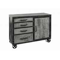 SIDEBOARD Mango 120x46x92 grau lackiert HEAVY INDUSTRY #125 - Grau, Metall (120/92/46cm) - Massivmoebel24