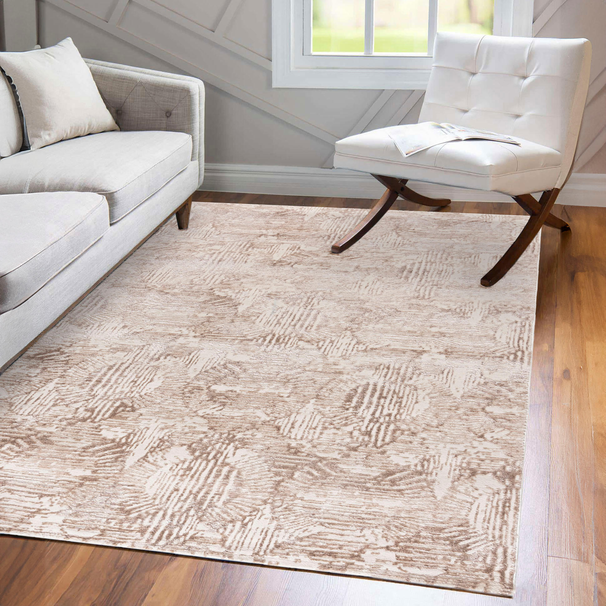 TEPPICH Beige Modern Geometrisch - Rechteckig Abstrakt - Weiß - 250 x 350 cm - Ecru/Beige, Textil (250/350cm) - Mazovia