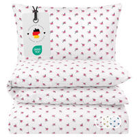 SEERSUCKER-BETTWÄSCHE 135x200 geblümt Sommer Bettbezug Bügelfrei aus 100% Baumwolle, Bettbezüge Blumen Rosen Muster Rosa - Rot, Textil (135/200cm) - Carpe Sonno