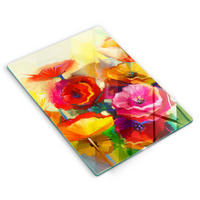 GLASPLATTE 40x52 cm Bunte Gemalte Blumen - Grün, Glas (40/52cm) - Wallfluent