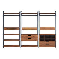 GARDEROBEN-SET 3 TLG. Larem - Walnussfarben/Schwarz, Holzwerkstoff/Metall (252/180/40cm) - [en.casa]