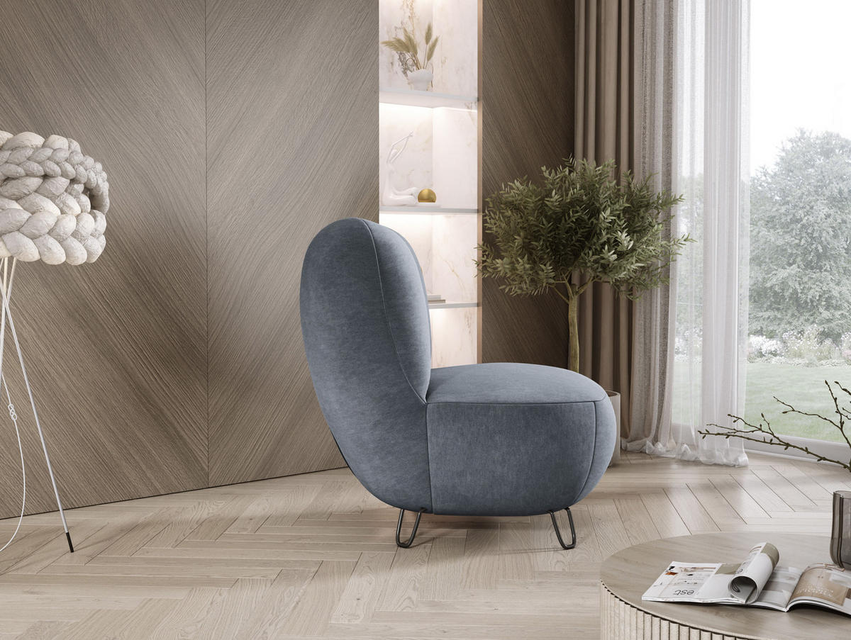 SESSEL LUIS, Skandinavischer Stil – Freistehend, 82×56×82 cm, GRAU - Schwarz/Grau, Holz/Textil (82/82/66cm) - DomoHome