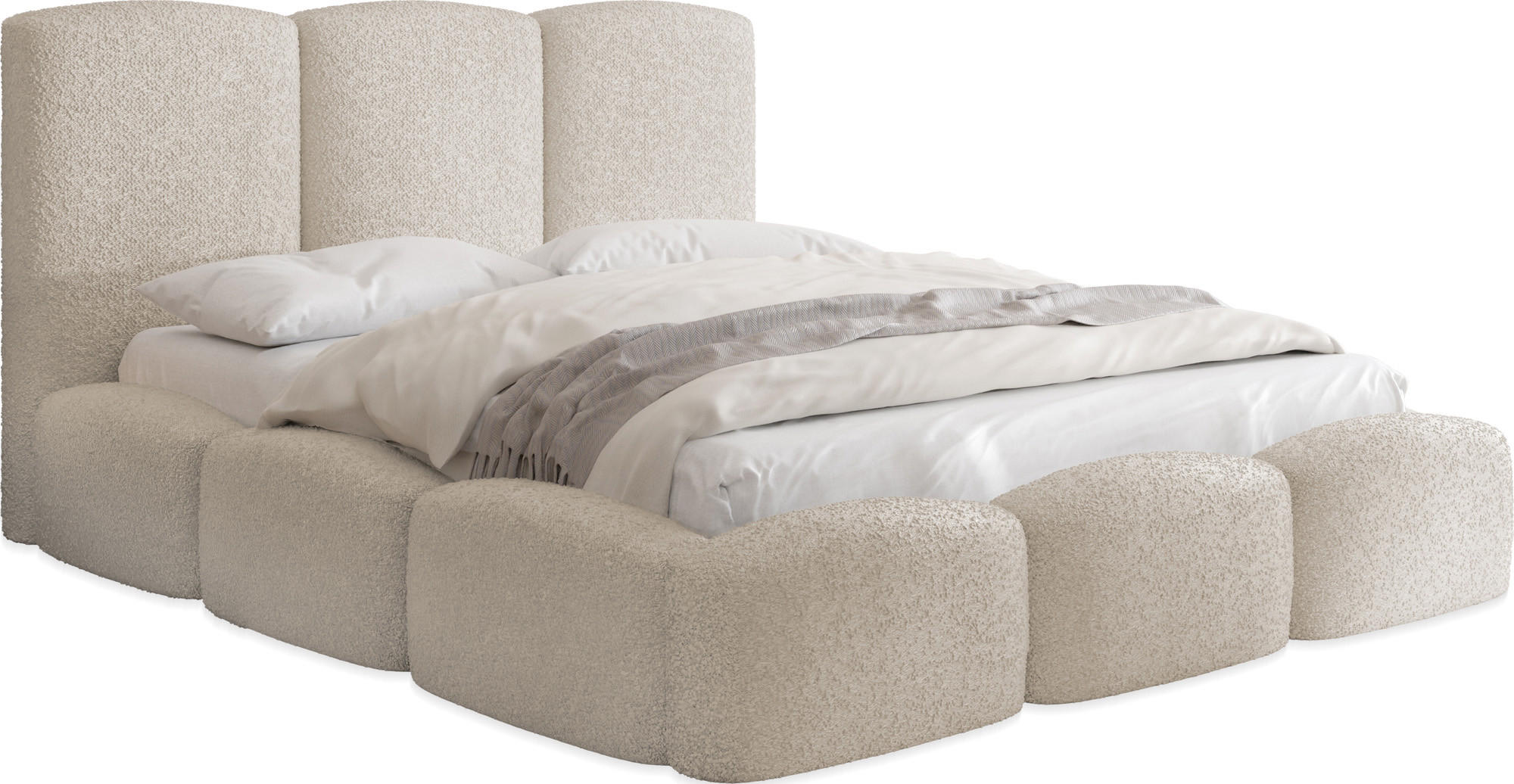 POLSTERBETT Harmony mit Bettkasten, Beige Boucle 120x200 cm - Beige/Birkefarben, Holz/Holzwerkstoff (120/200cm) - WFL GROUP