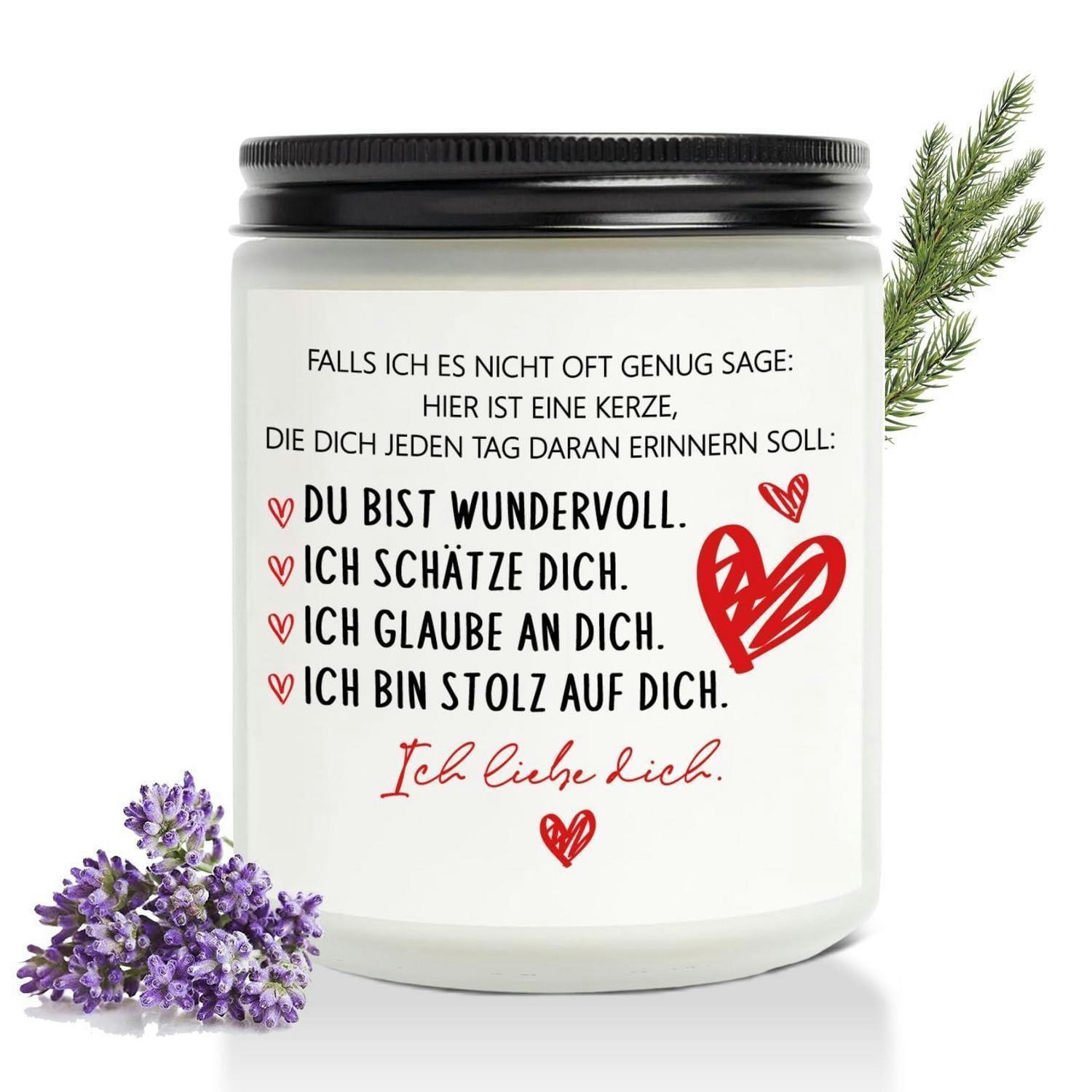 DUFTKERZE Lavendel Ich liebe dich Geschenkidee - Weiß, Paraffin (10cm)
