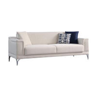 SOFA Santiago 3-Sitzer Samtstoff Creme - Creme, Textil/Metall (230/86/93cm)