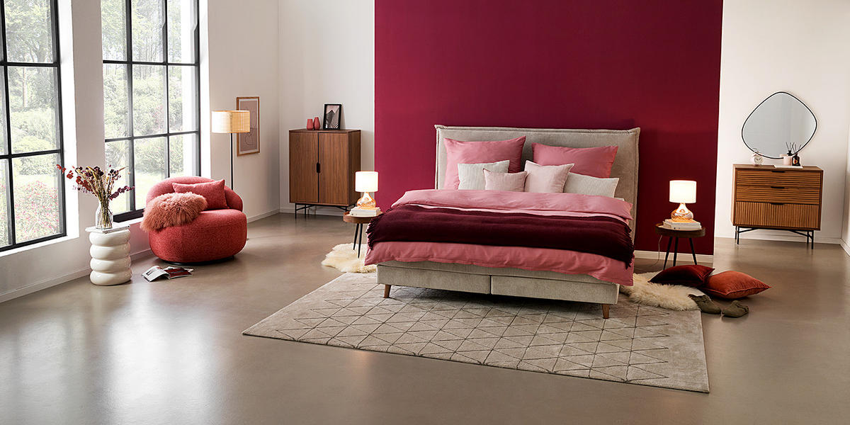 BOXSPRINGBETT - Klassisch - Beige, Holz/Textil (180/200cm) - home24