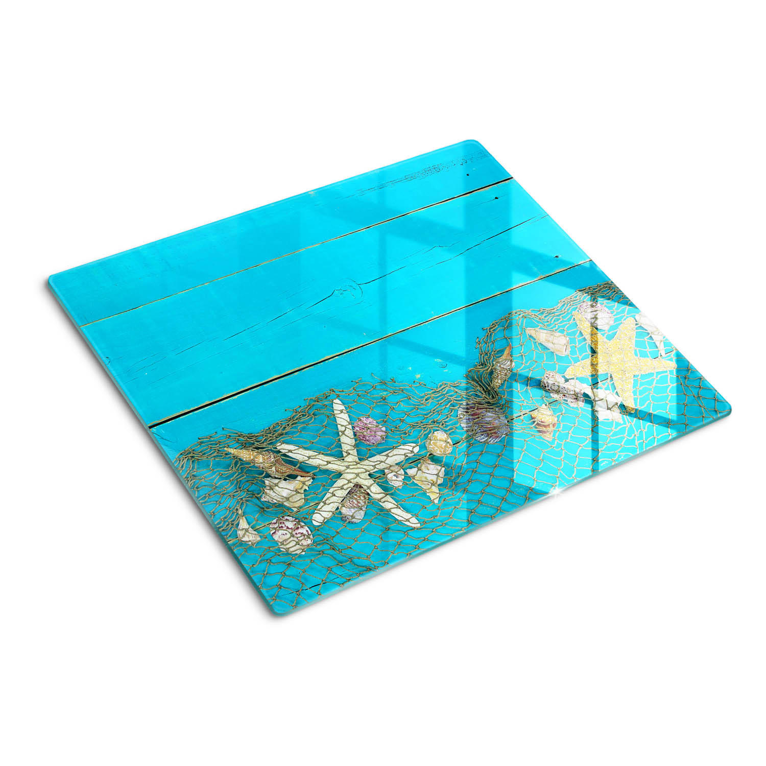 GLASPLATTE 60x52 cm Seesternschalen - Blau, Glas (60/0.4/52cm) - TULUP