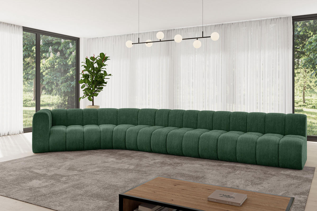 ECKSOFA modulares Sofa Karex-L3 - 490x194x70 cm Grün - Grün, Holzwerkstoff/Textil (490/194cm) - ALTDECOR