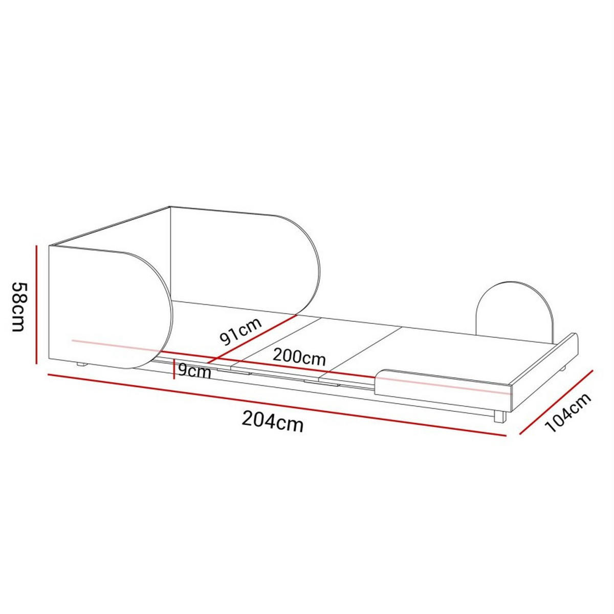 KINDERBETT BLOOM 90x160-200 cm - Kaschmir, Holzwerkstoff (204/58/106cm) - Lookway