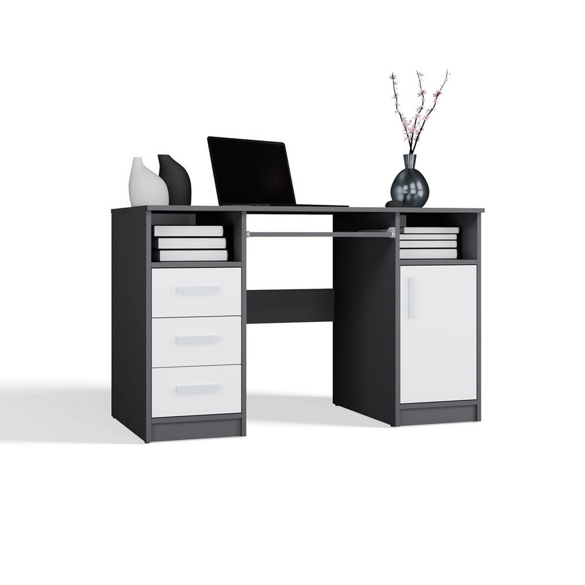 SCHREIBTISCH Anthrazit , Weiß 120/75/60 - Anthrazit/Weiß, Holzwerkstoff (60/120/75cm) - RAUMHIRSCH FURNITURE