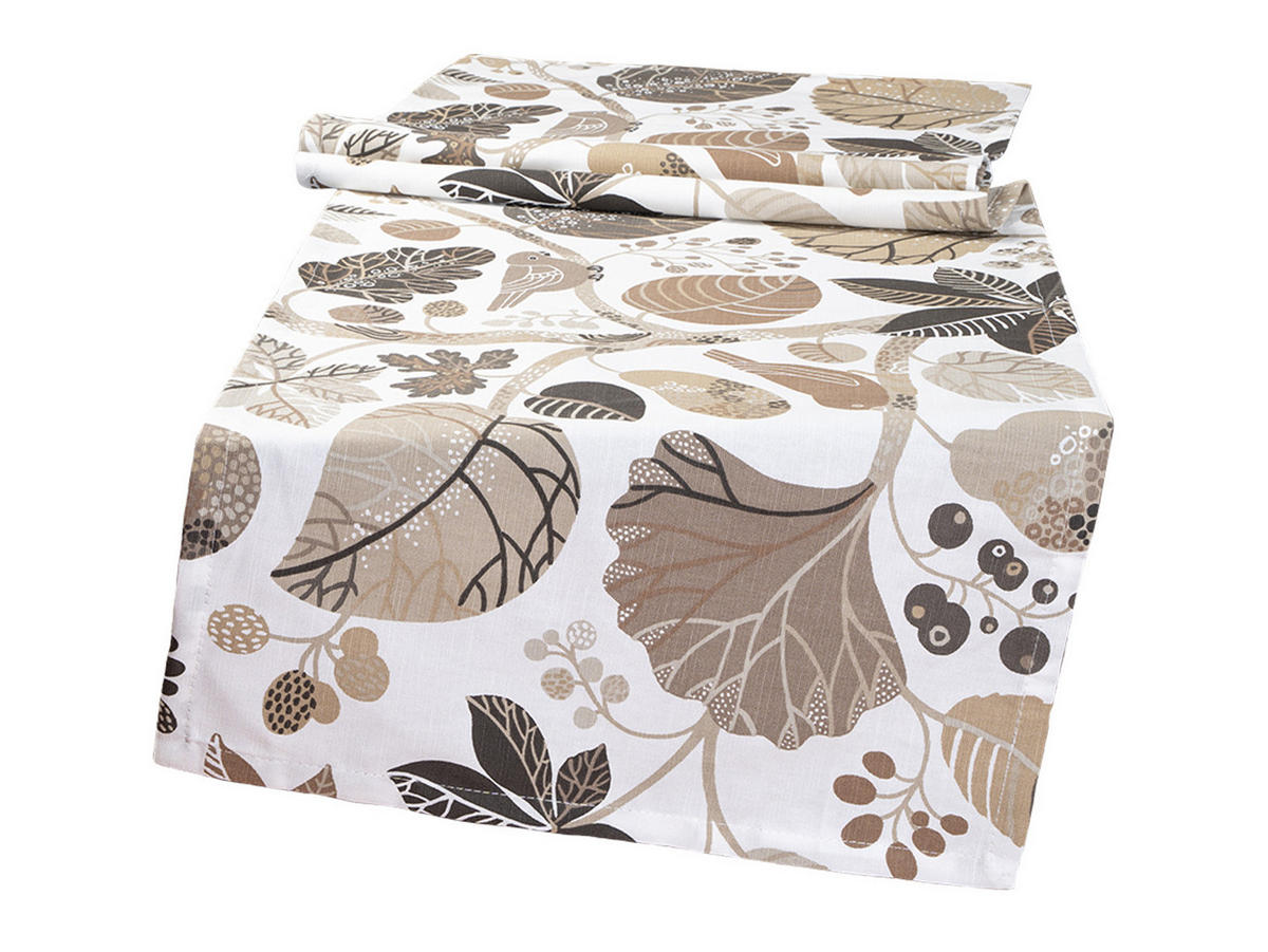 TISCHLÄUFER Zauberwald elfenbein-taupe Baumwolle 150/40 cm - Taupe/Ecru, Textil (40/150cm) - beties Heimtextil