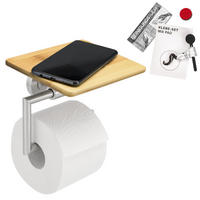 TOILETTENPAPIERHALTER PIAZZA BAMBUS mit Bambusablage, Edelstahl - Braun, Metall (17/13.5/13.5cm) - bremermann