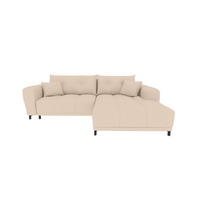 ECKSOFA Massimo Strukturstoff Beige inkl. Schlaffunktion Rechts - Beige/Schwarz, Textil/Metall (246/177cm) - 99rooms