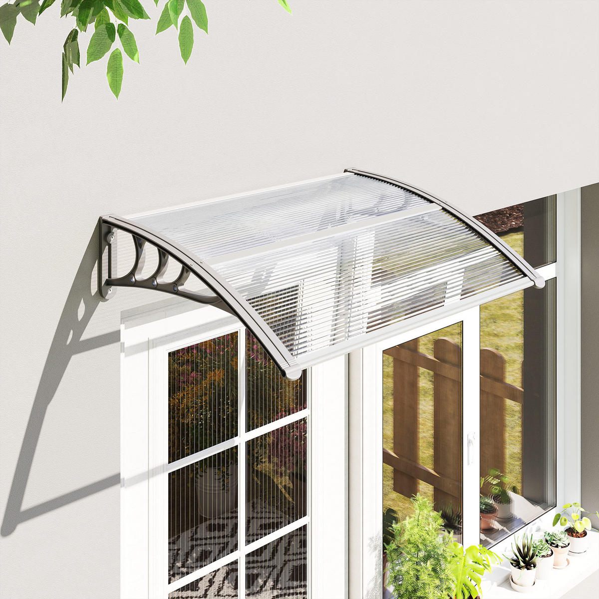 VORDACH DE-07496 wetterbeständig mit UV-Schutz Silber - Silberfarben, Kunststoff (75/23/100cm) - ComfortXL