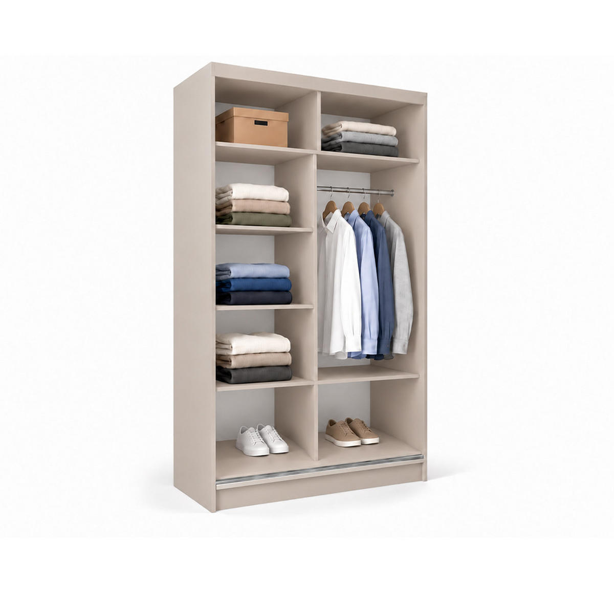 KLEIDERSCHRANK Steria 120 cm Kaschmir Griffe silber - Kaschmir, Holzwerkstoff (120/216/61cm) - KS Home Concept