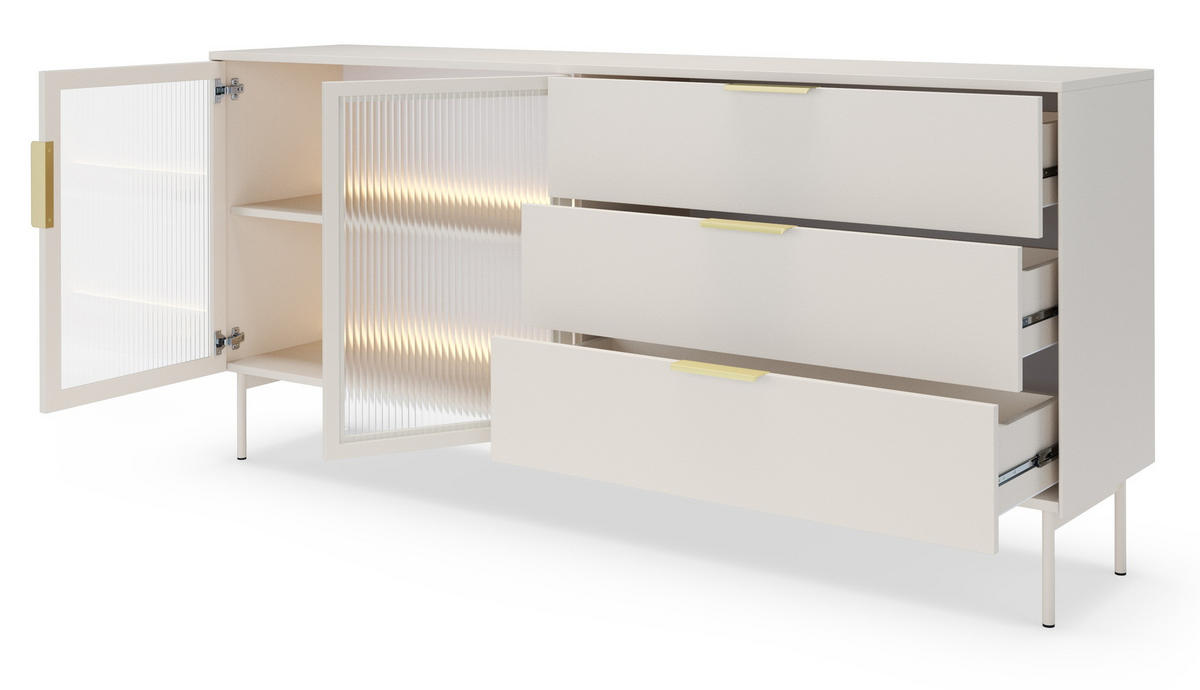 KOMMODE 182 cm Senza mit Schubladen, LED, Kaschmir - Kaschmir, Holz (182/82/39cm) - Emporius