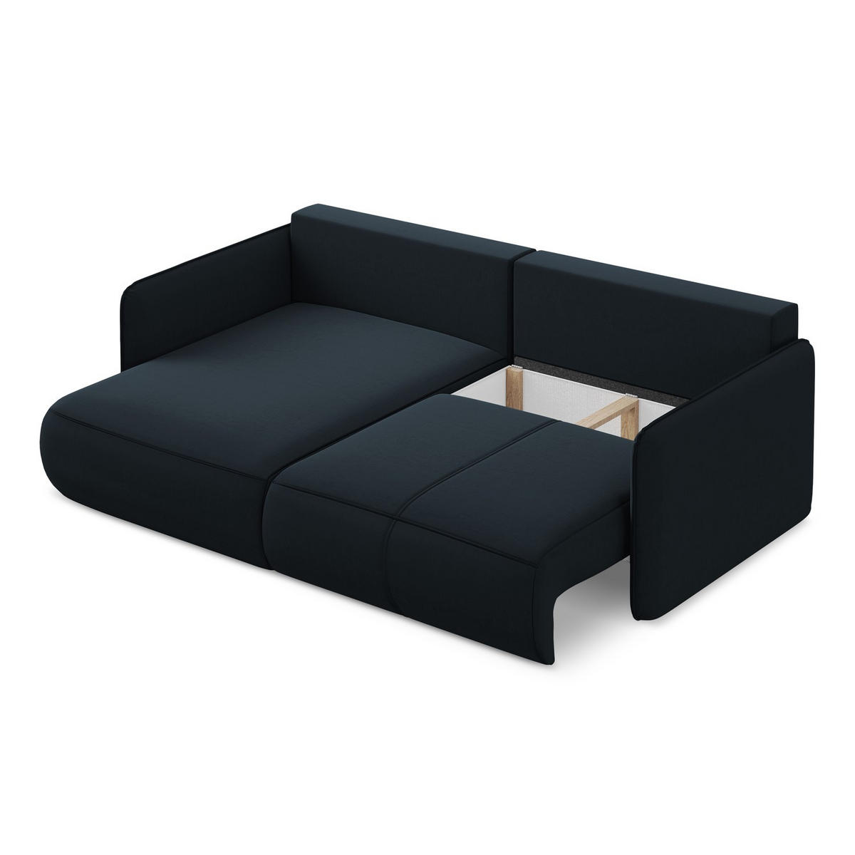 ECKSOFA mit Schlaffunktion Samt Stoff Blau - Blau/Schwarz, Kunststoff/Textil (148/207cm) - LaMiaSofa