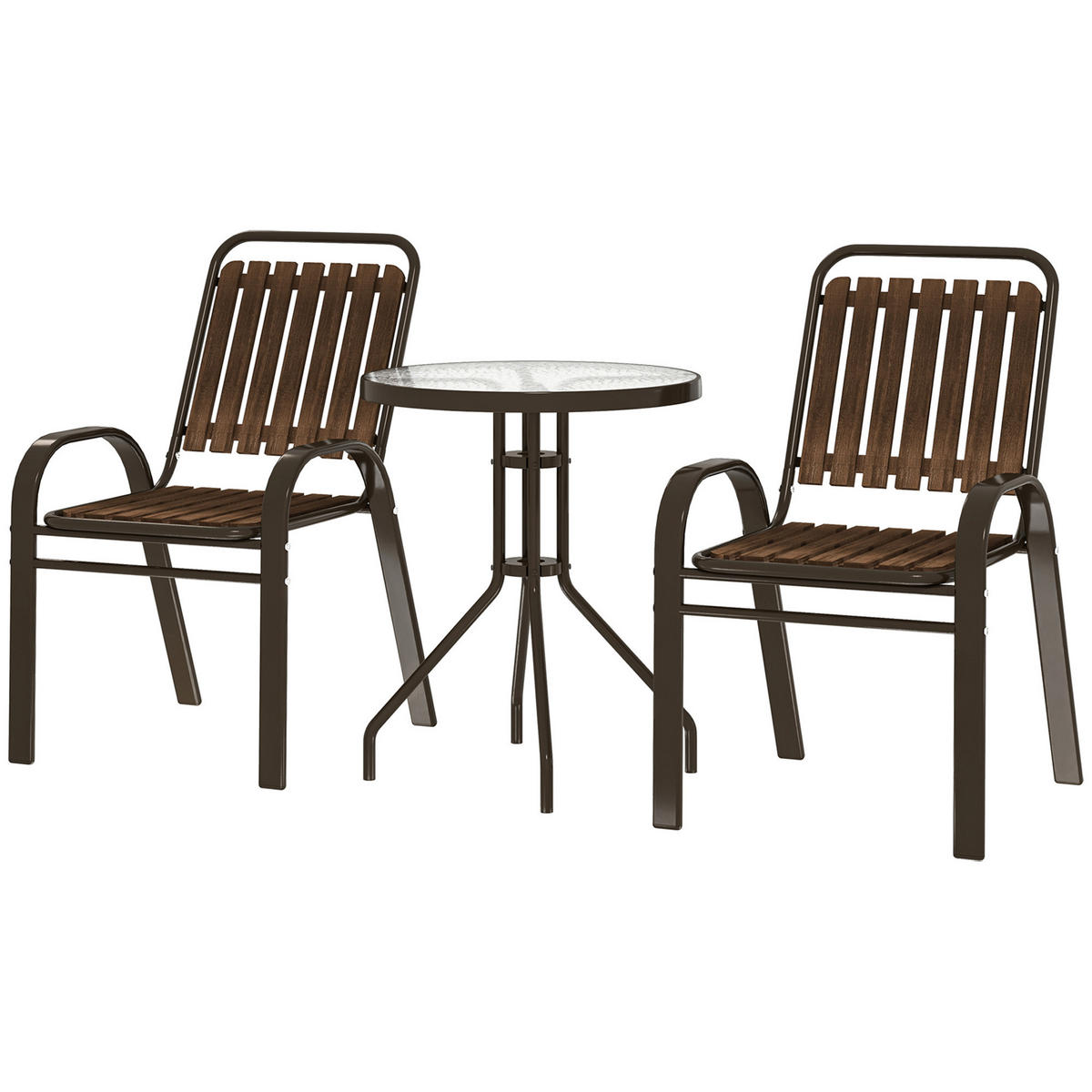 GARTEN-BEISTELLTISCHSET Dunkelbraun 3 Stück - Beige, Naturmaterialien (56/66/91cm) - GiPP