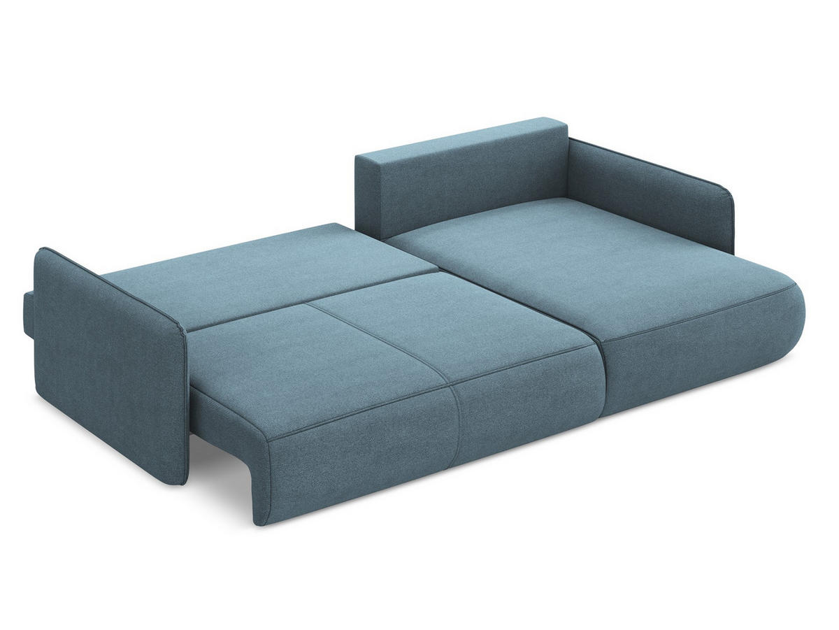 ECKSOFA mit Schlaffunktion Strukturstoff Stoff Blau - Blau/Schwarz, Kunststoff/Textil (240/148cm) - Makamii