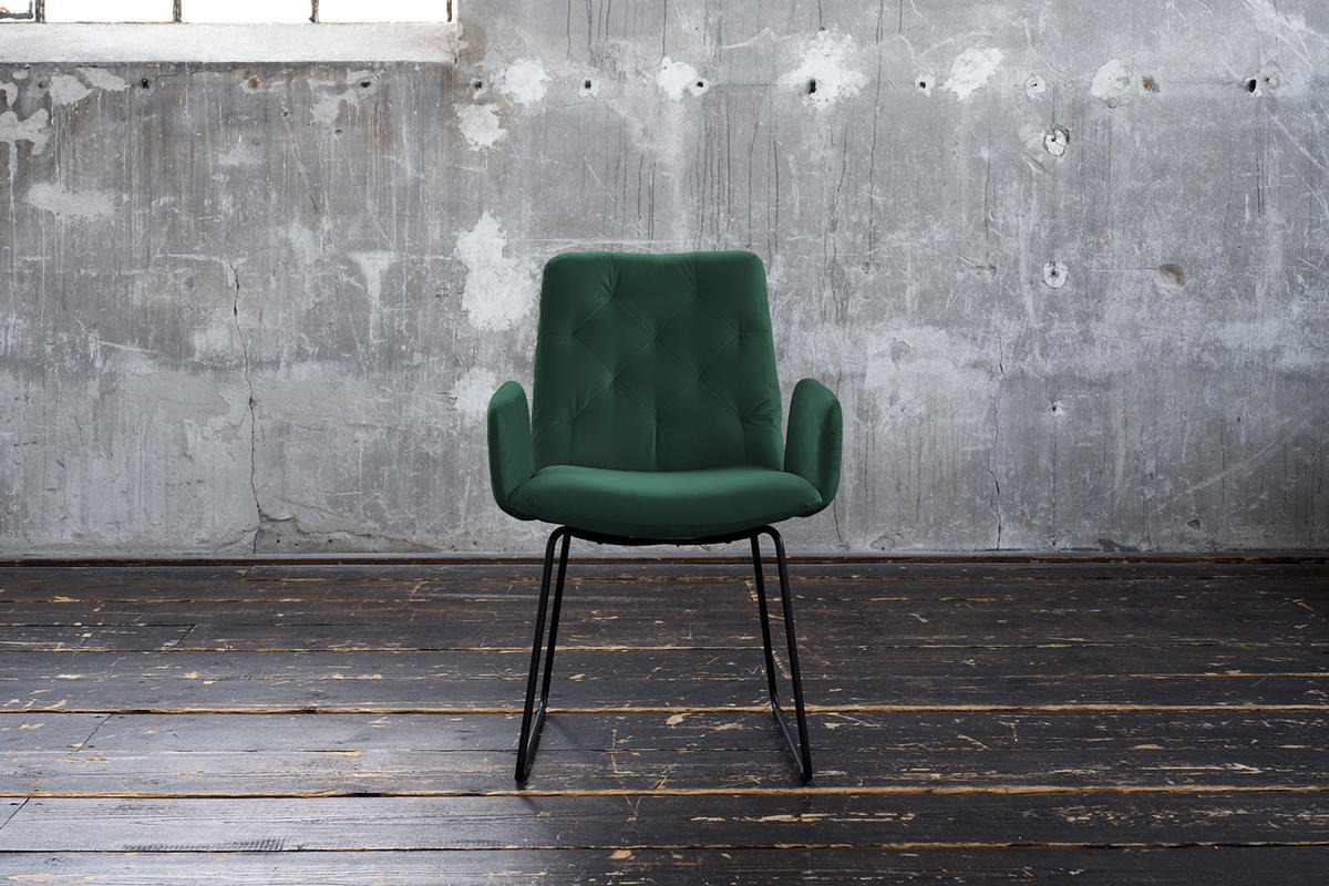 ESSZIMMERSTUHL NEW CHARME Smaragdgrün Velvet (1er-Set) - Smaragdgrün, Textil (59/87/66cm) - KAWOLA