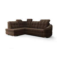 ECKSOFA KONGO RBN09, Eckcouch in L-Form mit Schlaffunktion, Farbe: Dunkelbraun, Velourstoff, Ottomane Links - Dunkelbraun, Textil (260/180cm) - O-Sofa