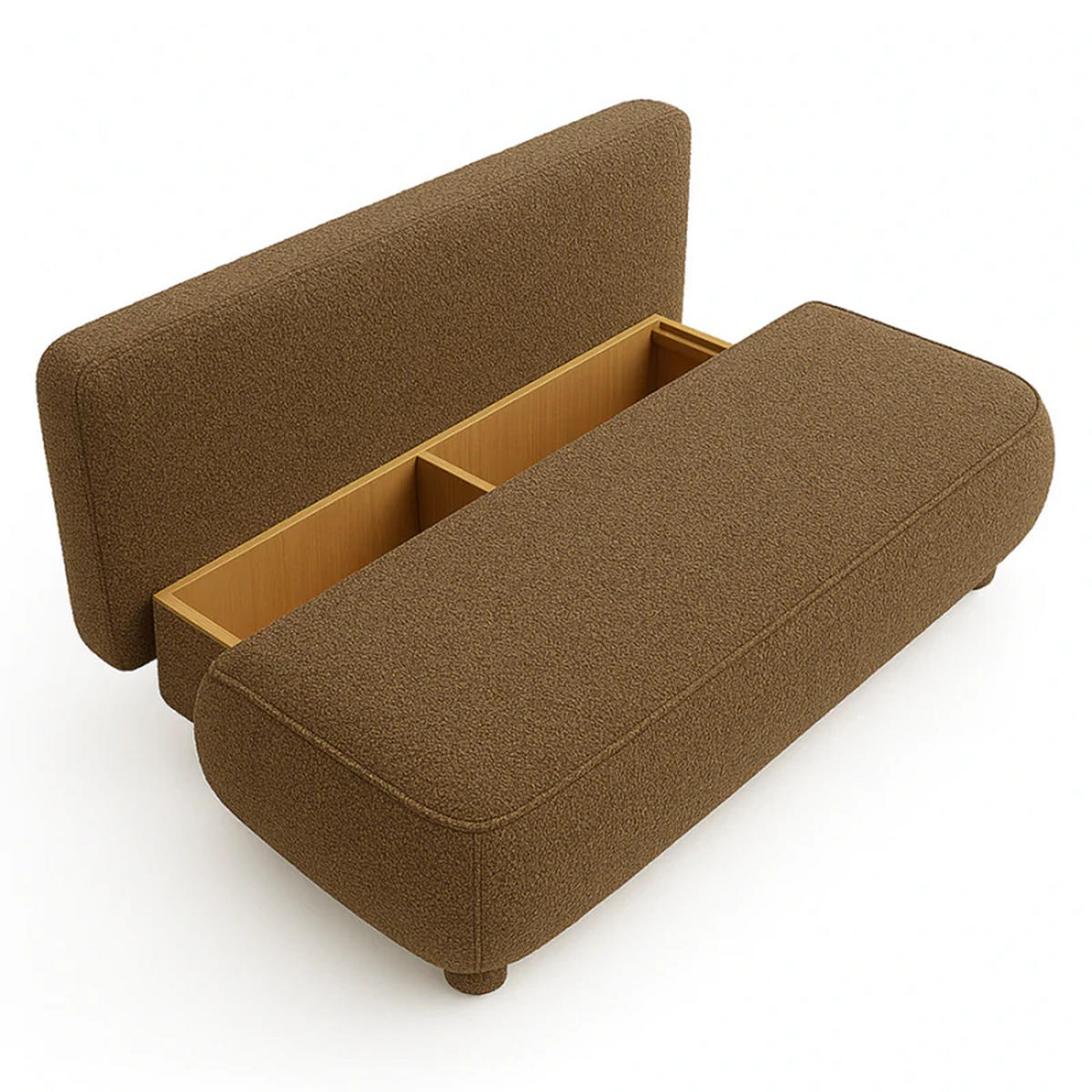 SCHLAFSOFA MAJA, Sofa mit Schlaffunktion und Bettkasten, Farbe: Hellbraun, Bouclé-Stoff - Hellbraun, Textil (209/96/96cm) - Sepro Meble