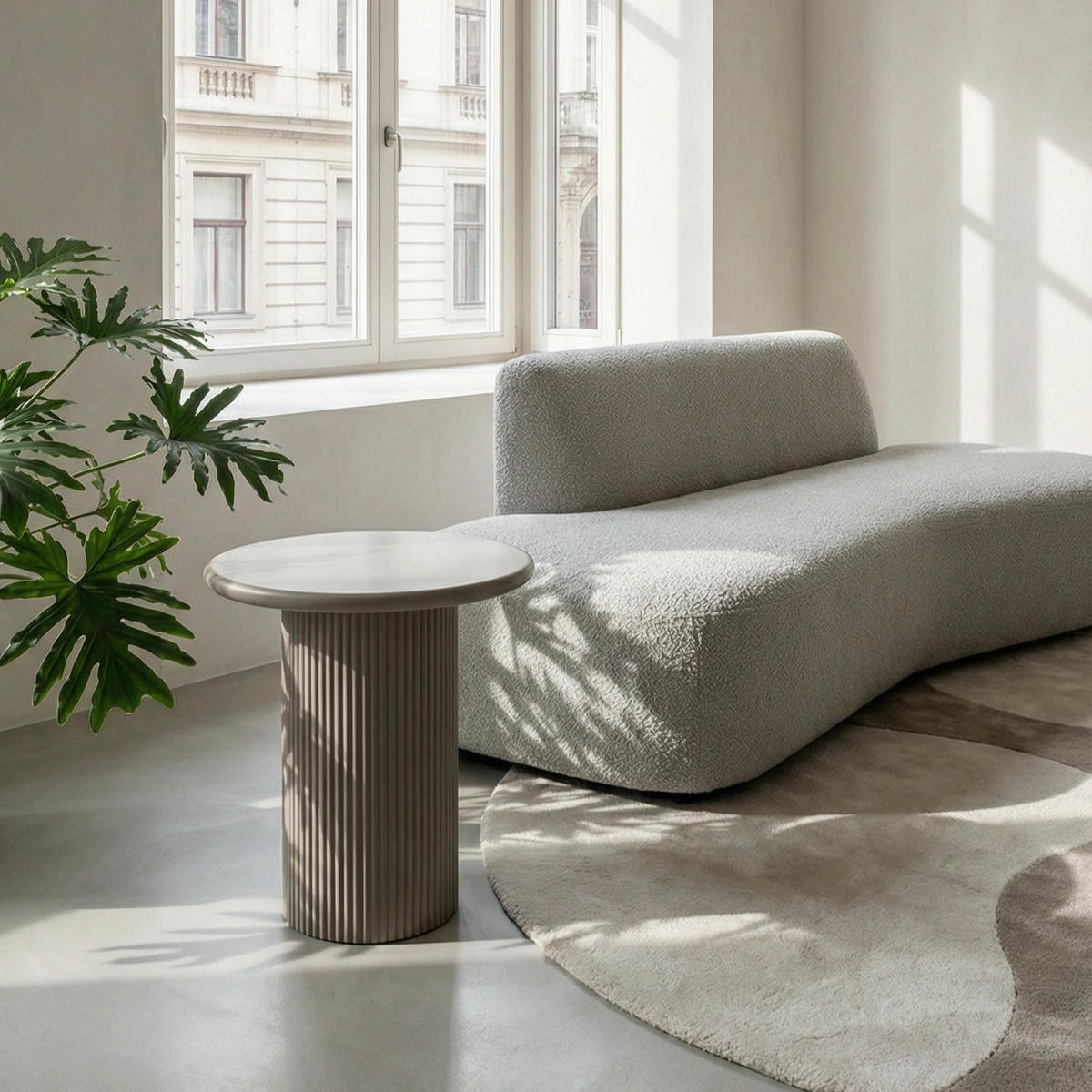 COUCHTISCH rund Beige 50/50/50 cm - Taupe/Graubraun, Holzwerkstoff (50/50/50cm) - Furnhouse