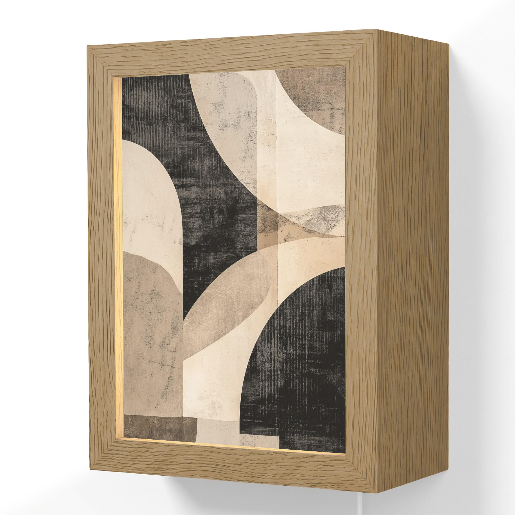 WANDLEUCHTE Abstrakt - Formen - Modern - Beige 15x20 cm - Grau, Holzwerkstoff (15/20/8cm) - OnlyWow