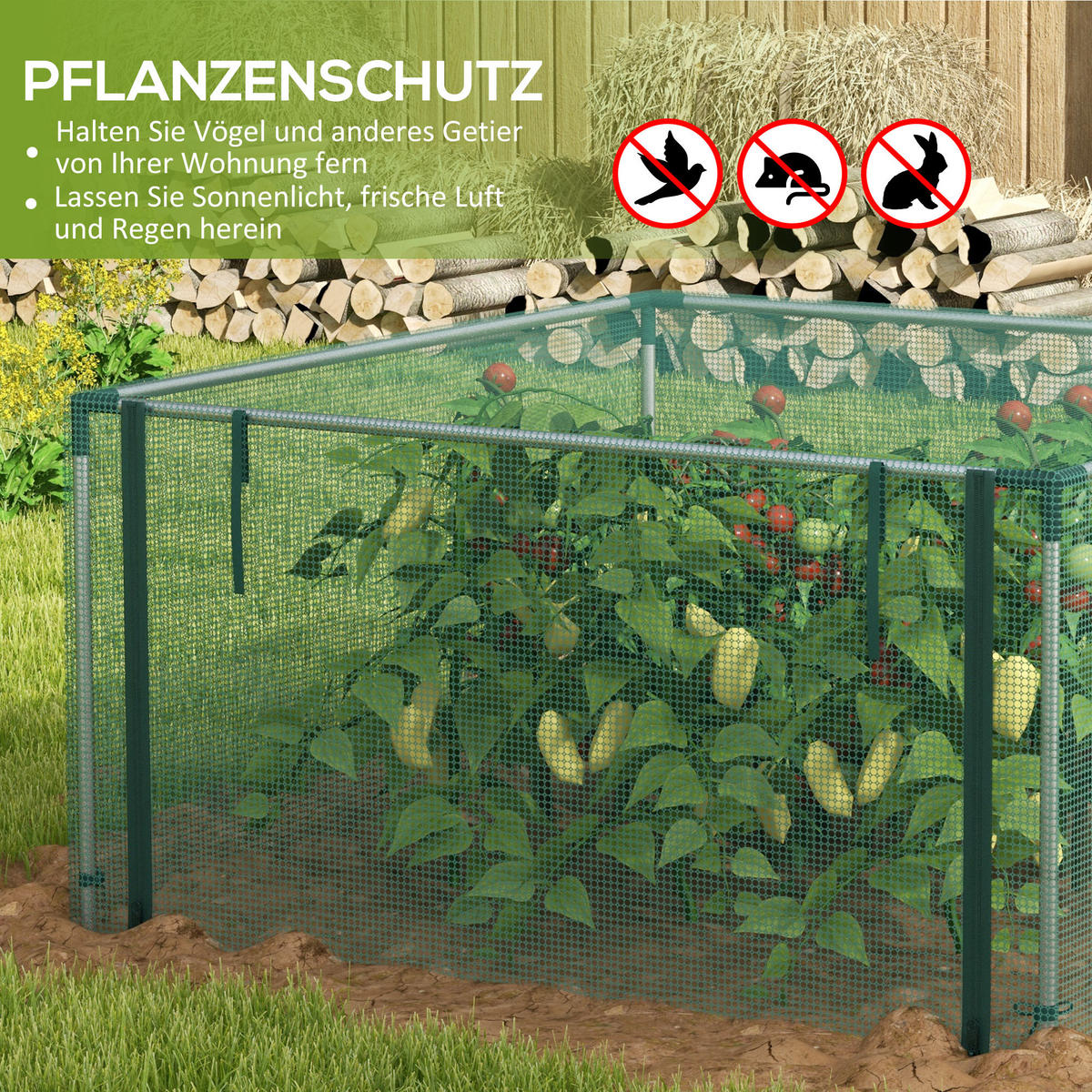 PFLANZENSCHUTZZELT mit Reißverschlusstür, für Garten, Balkon, Stahl, Grün - Grün, Metall (125/62.5/125cm) - Outsunny