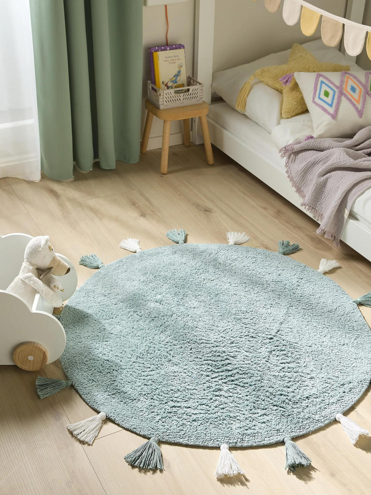 KINDERTEPPICH waschbar Malu Mint ø 100 cm rund - Mintgrün, Naturmaterialien/Textil (100/100cm) - Lytte