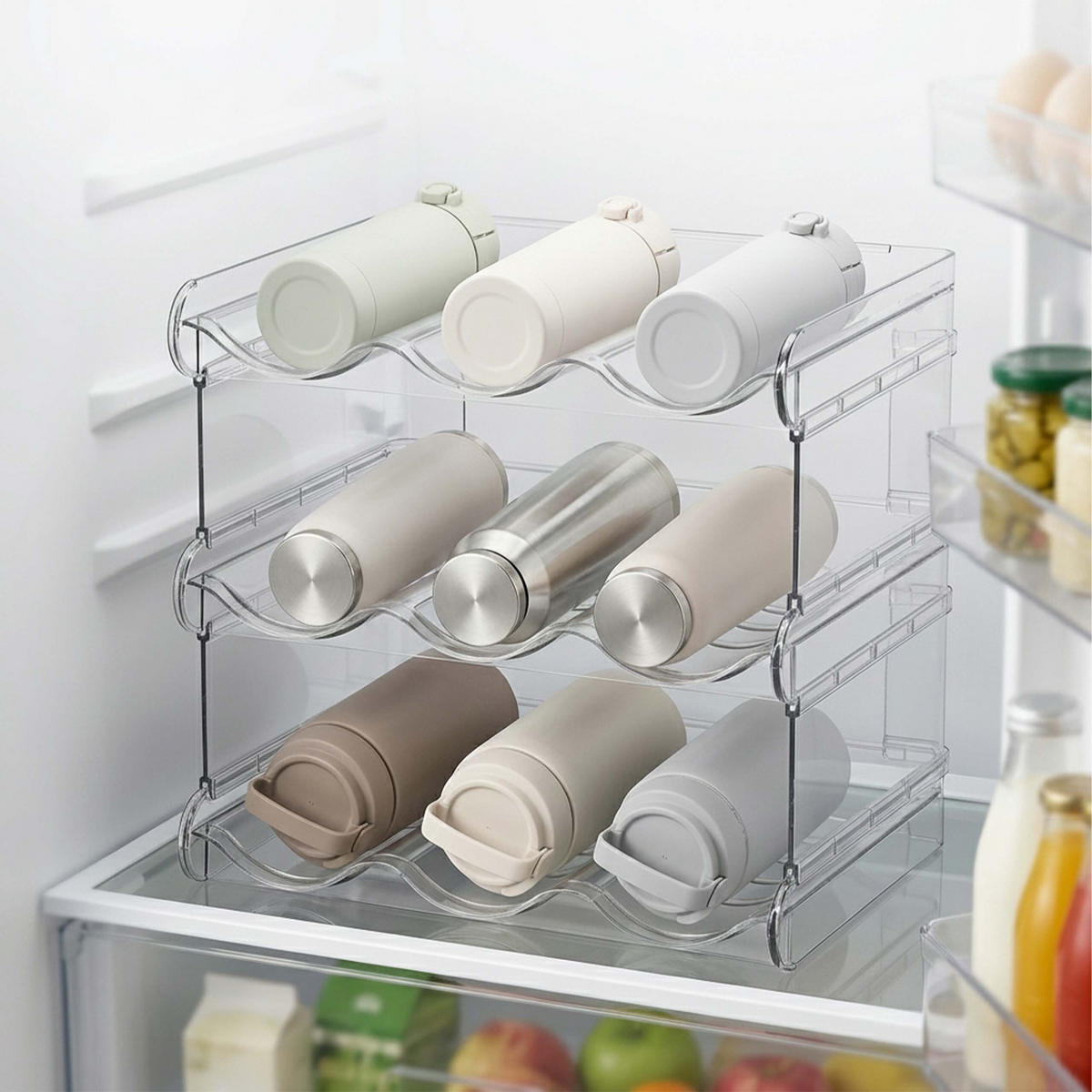 FLASCHENREGAL Transparent stapelbar Kunststoff PET 9 Flaschen - Transparent, Kunststoff (28/26/20cm) - Relaxdays