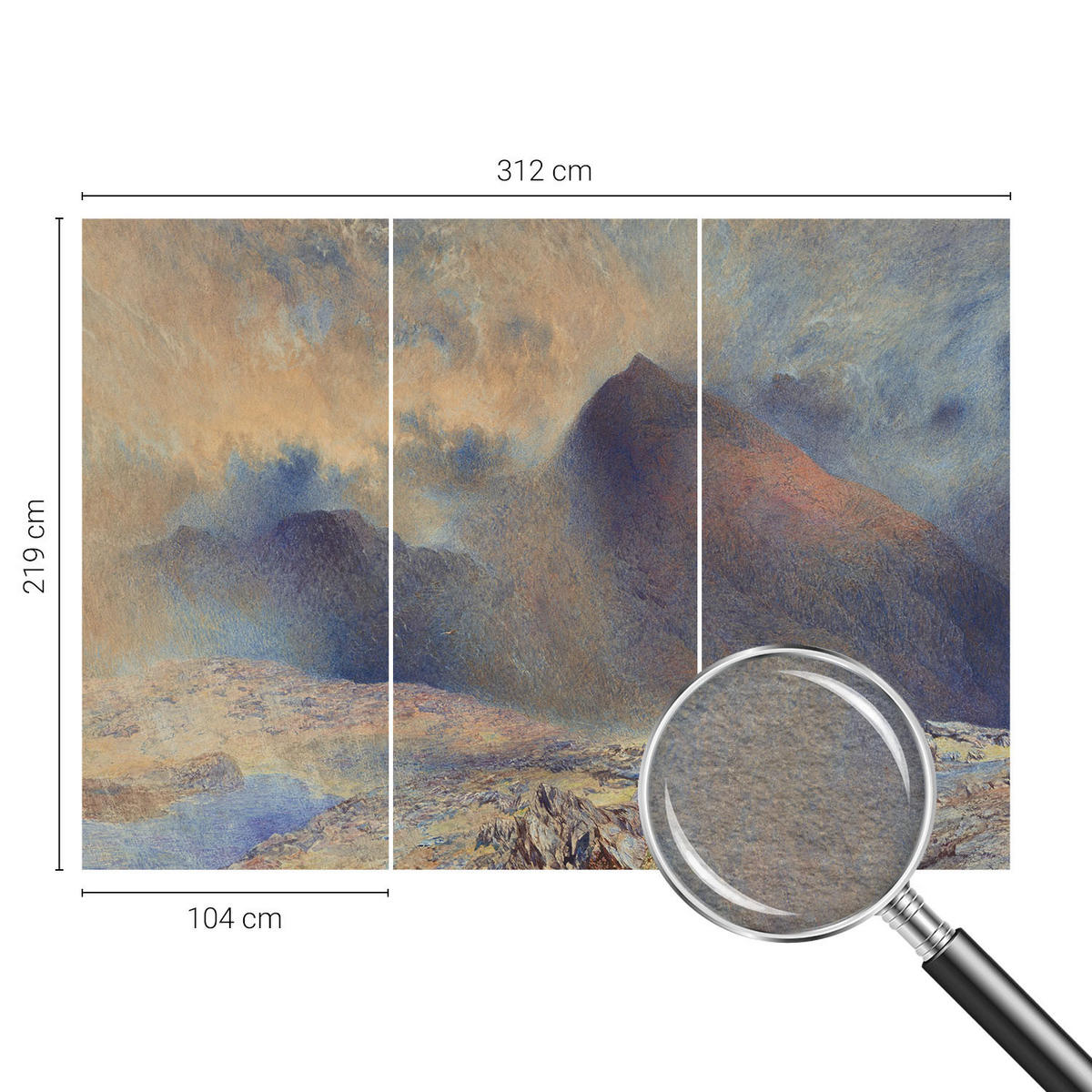FOTOTAPETE 312x219 cm - Berglandschaft - Schwarz, Textil (312/219cm) - Wallfluent