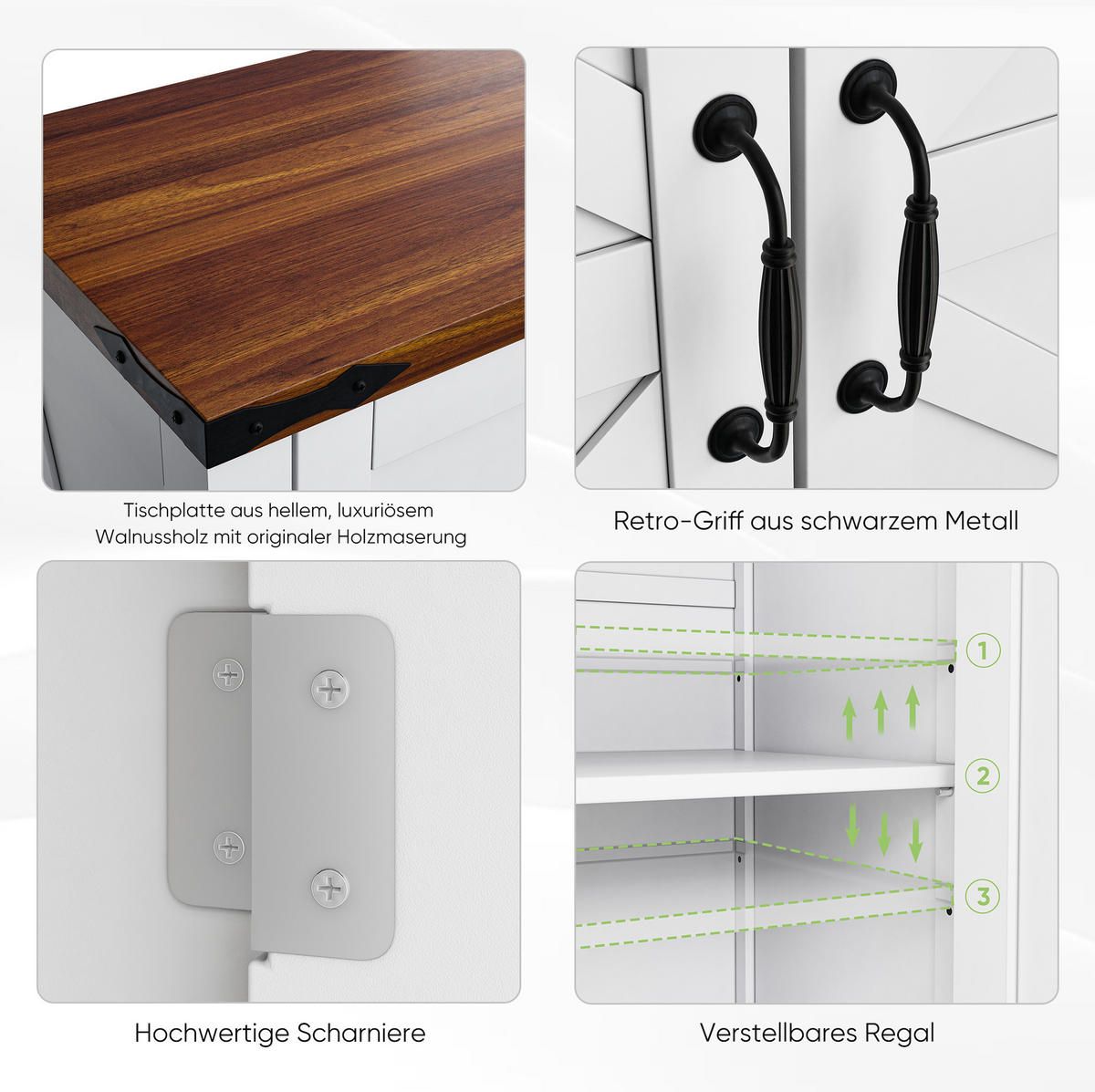 SIDEBOARD76/30/83 cm in Weiß mit Schublade und verstellbarem Einlegeboden - Weiß, Holzwerkstoff (76/83/30cm) - Flora Grace