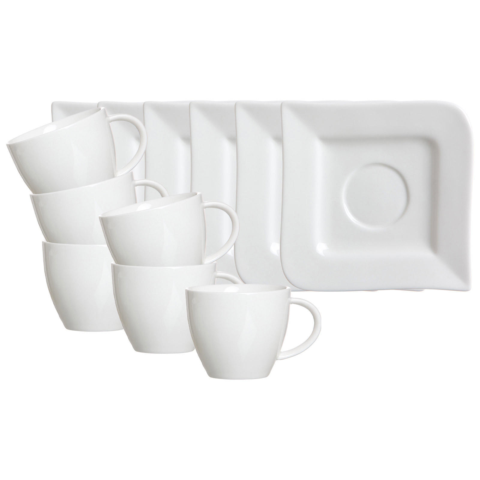 KAFFEETASSEN MIT UNTERTASSEN Melodie weiß 190 ml 6er Set - Weiß, Keramik (14/10/14cm) - Ritzenhoff Breker