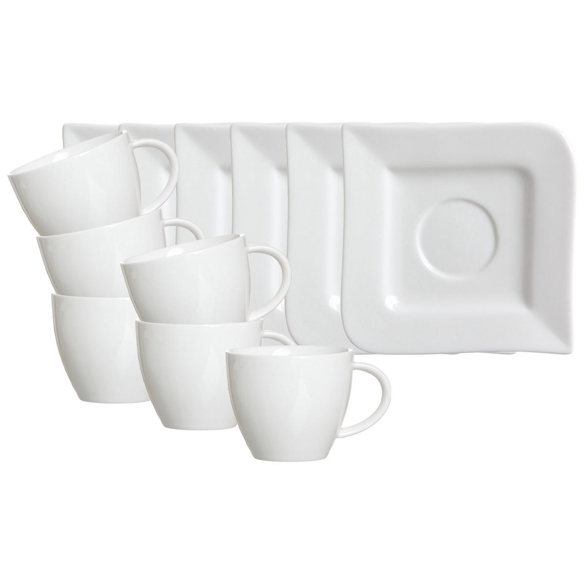 KAFFEETASSEN MIT UNTERTASSEN Melodie weiß 190 ml 6er Set - Weiß, Keramik (14/10/14cm) - Ritzenhoff Breker