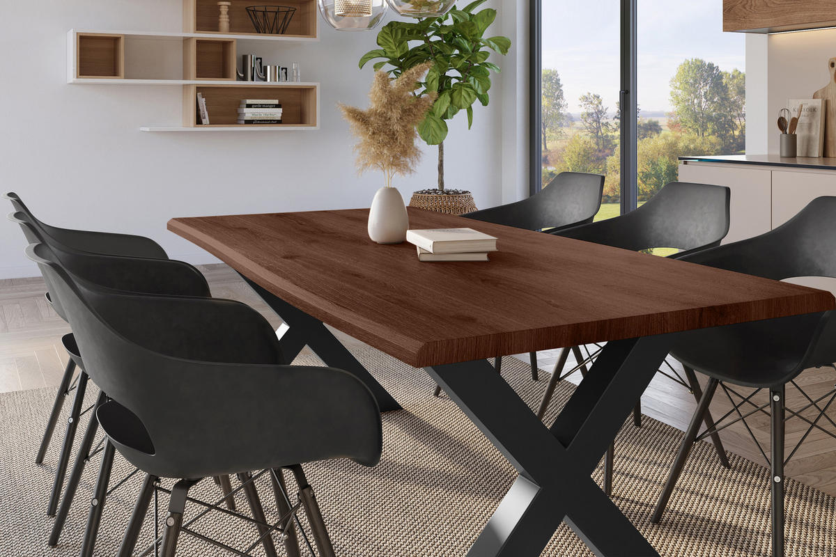 ESSTISCH JULIUS X - Nussbaumfarben/Schwarz, Holz (100/220/77cm) - SAM