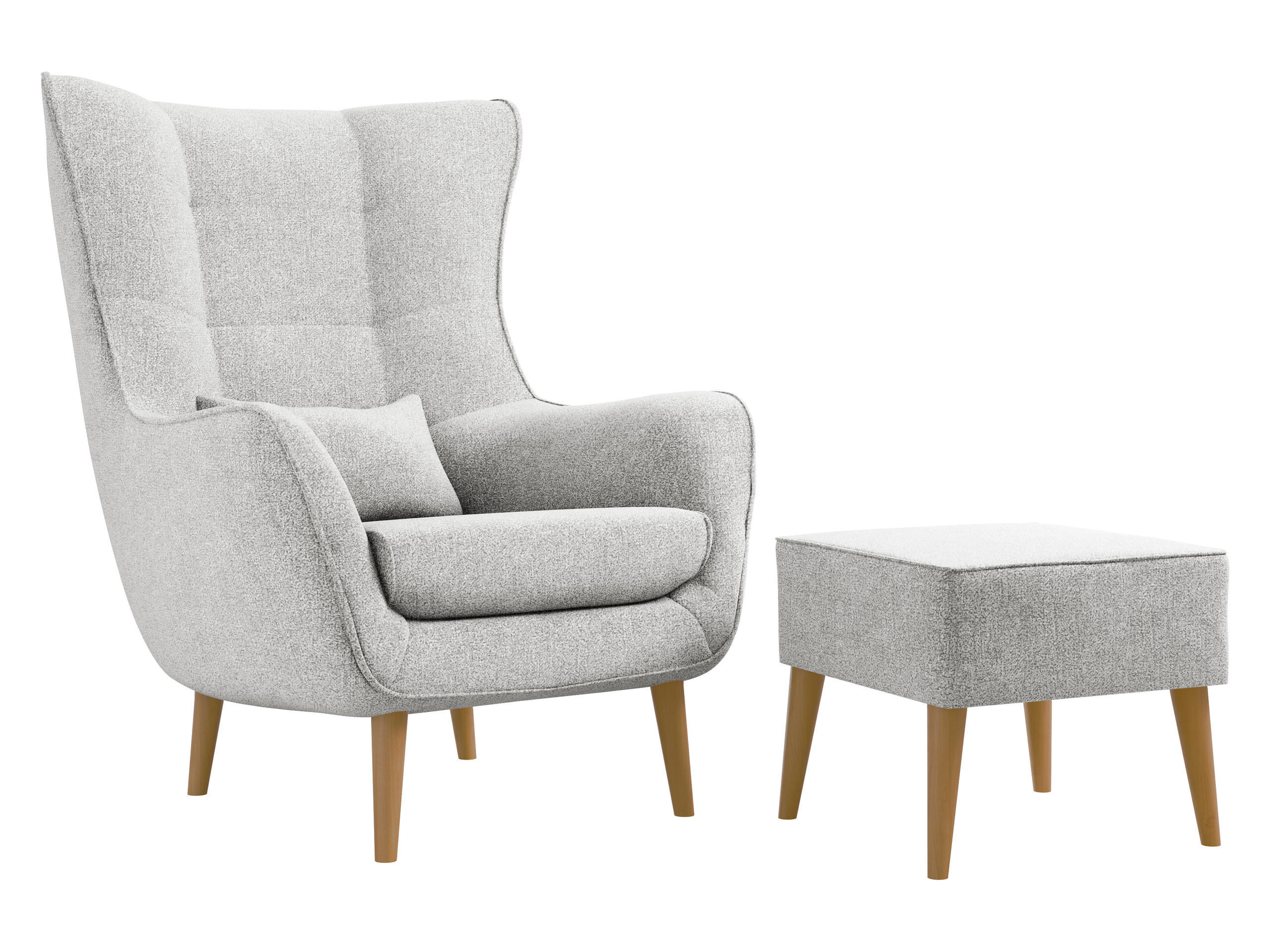 SESSEL Estjano mit Fußbank - Beige/Hellgrau, Holz/Textil (80/106/95cm) - MIRJAN24