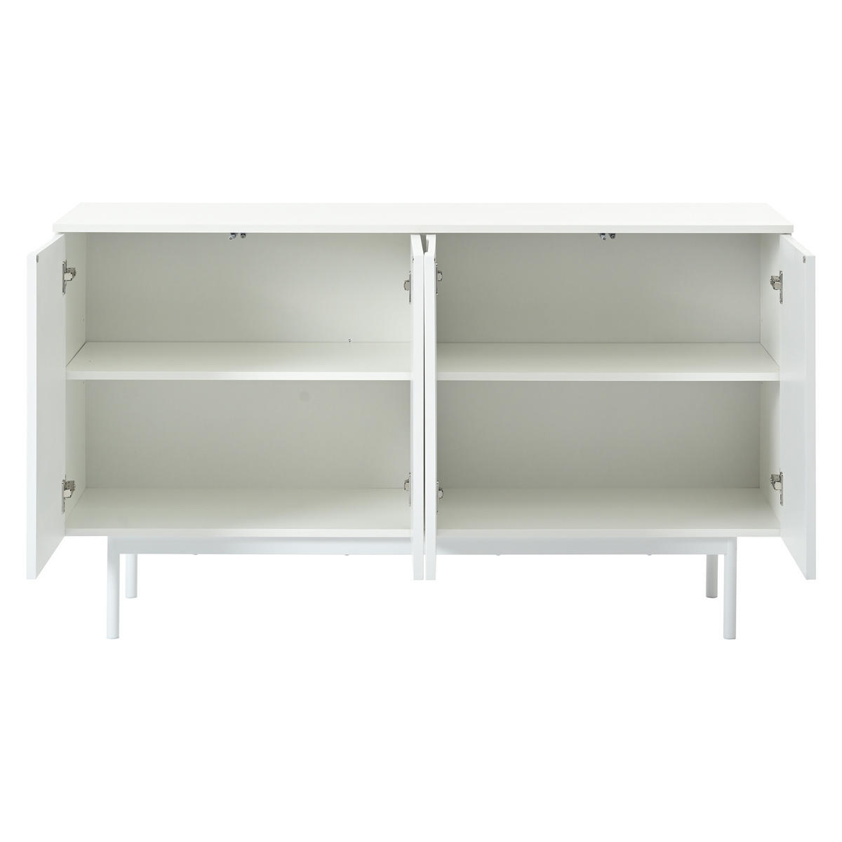 SIDEBOARD mit 4 Türen in Weiß – modernes Design mit verstellbaren Einlegeböden - Weiß, Holzwerkstoff (140/80/42cm) - BEAOK