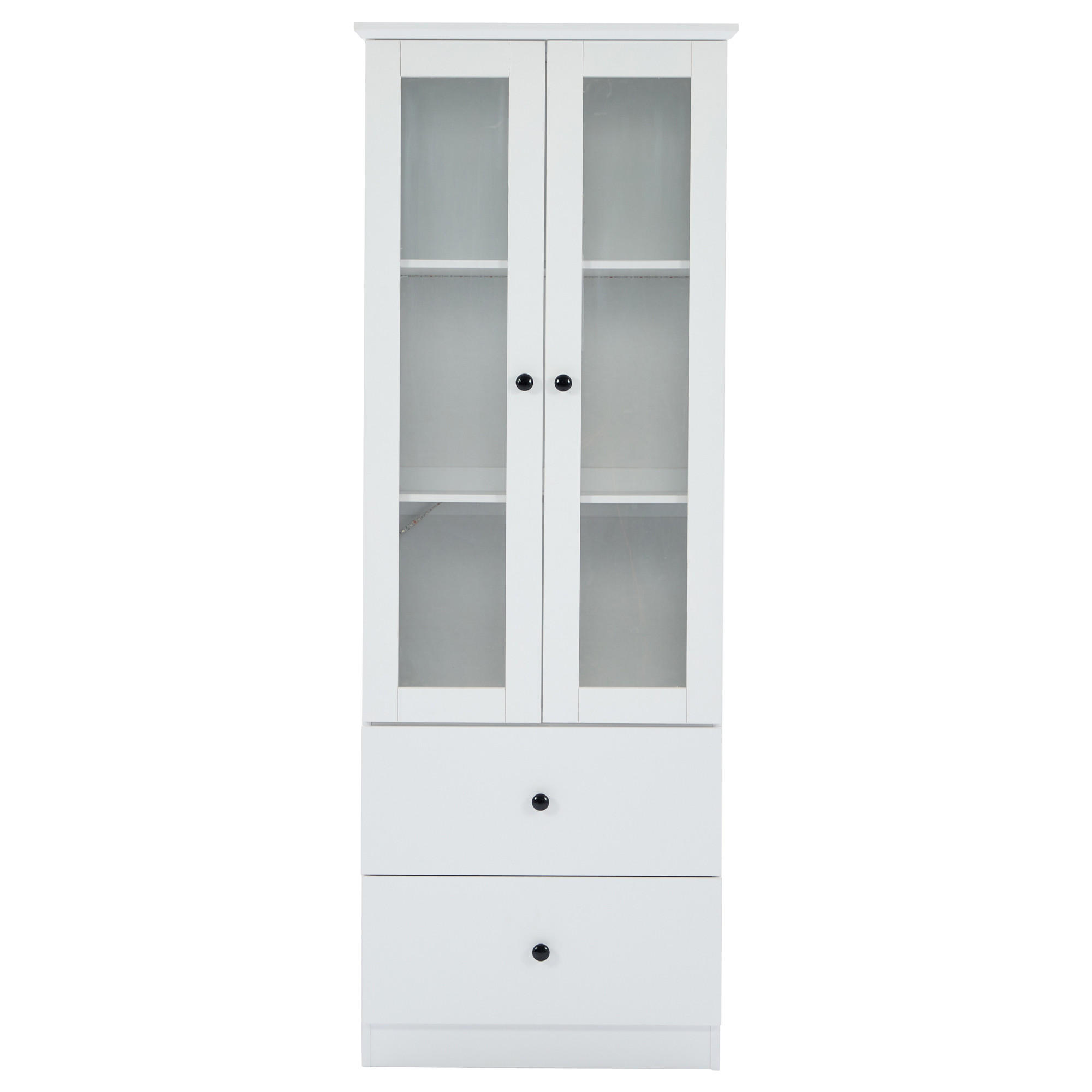 LED-VITRINE mit 2 Schubladen in weiß - Weiß, Holz (36/165/60cm) - KOMHTOM