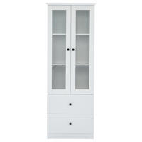 LED-VITRINE mit 2 Schubladen in weiß - Weiß, Holz (36/165/60cm) - KOMHTOM