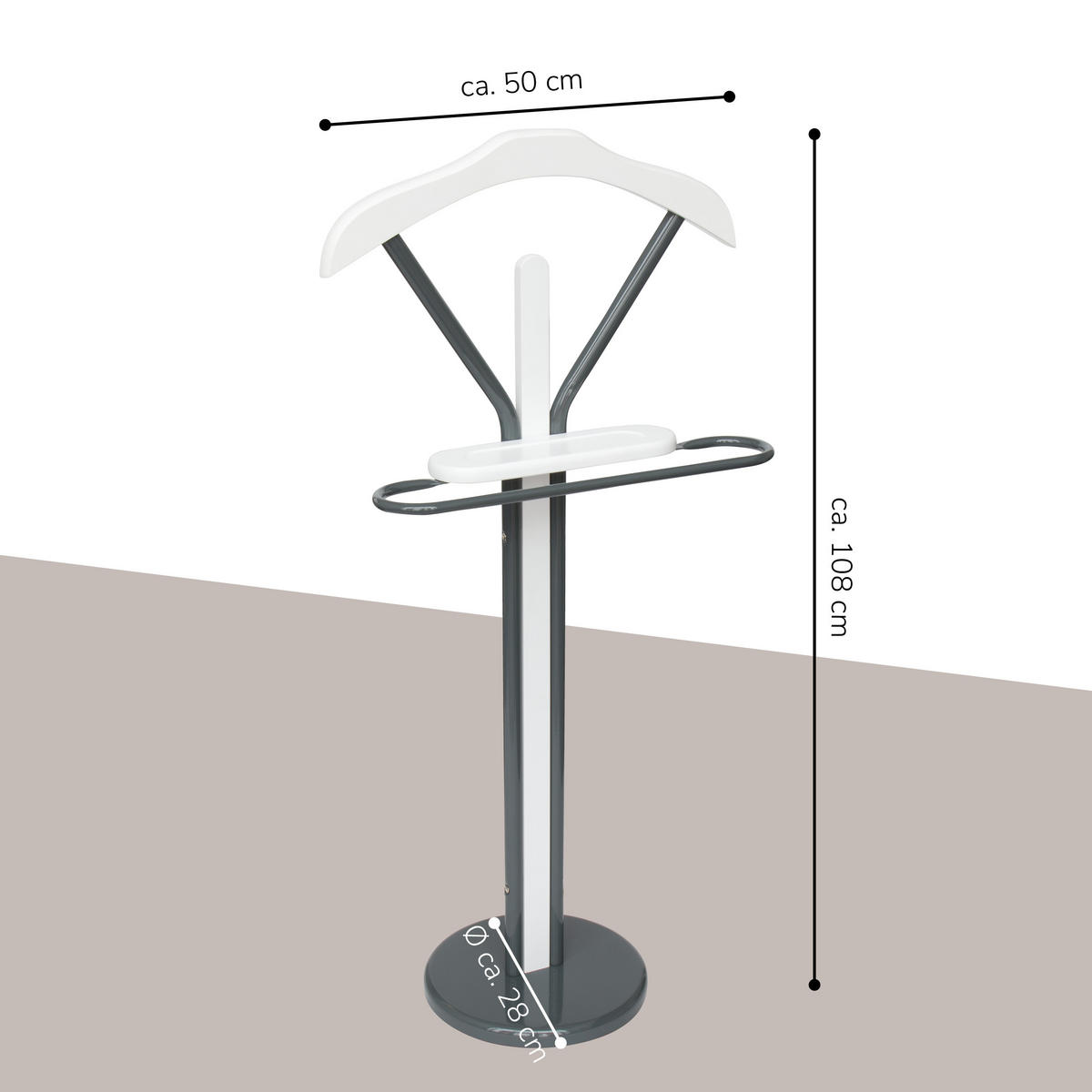 KLEIDERBUTLER, grau - Dunkelgrau, Metall (47.5/108/30cm) - bremermann