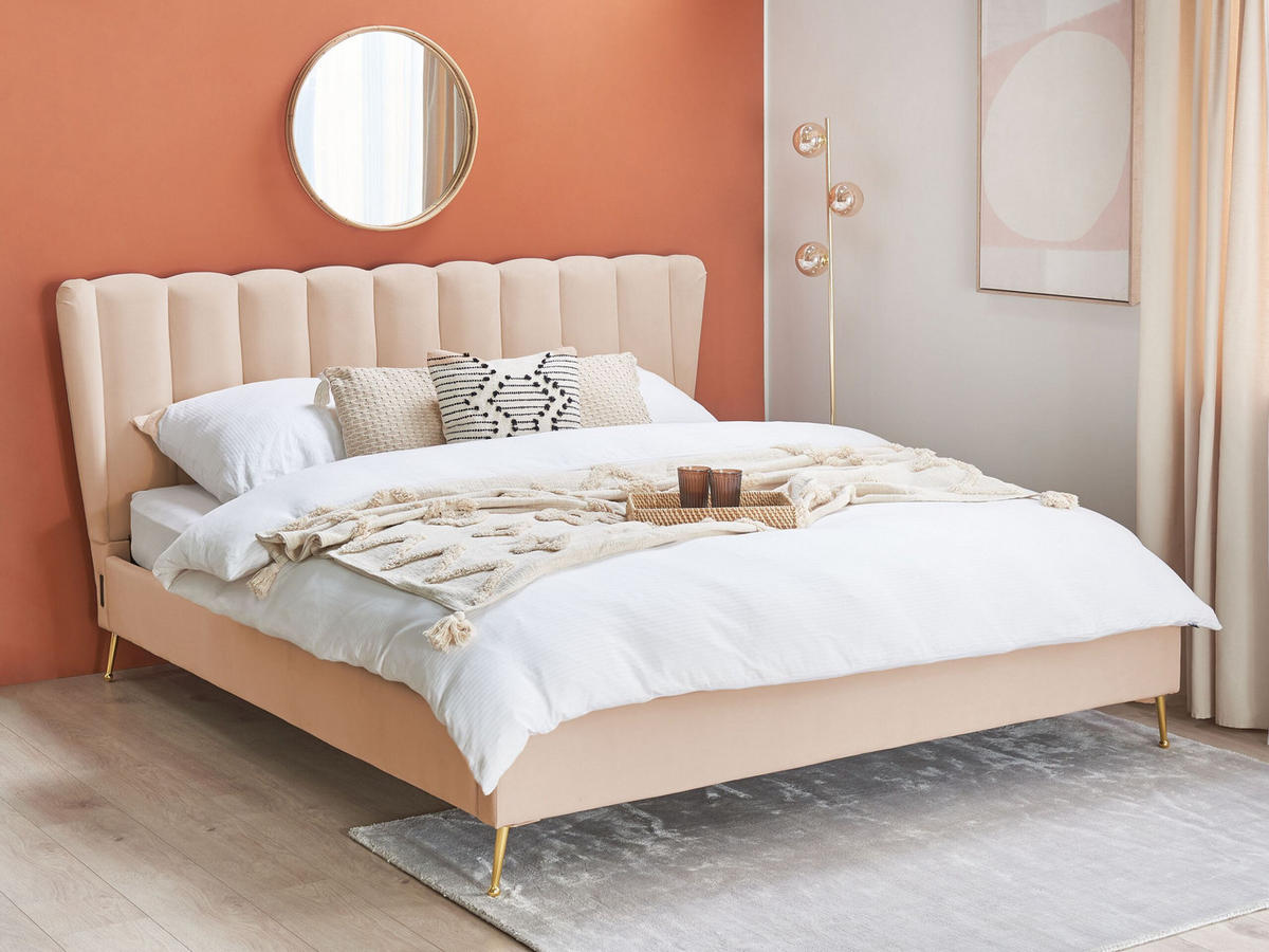 POLSTERBETT 180/200cm Beige Miribel - Beige, Textil (180/200cm) - Beliani