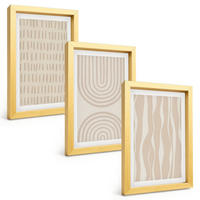 BILDER SET 3er Set - 20x30 cm Goldrahmen - Abstrakte beige Muster - Goldfarben, Kunststoff (20/30cm) - TULUP