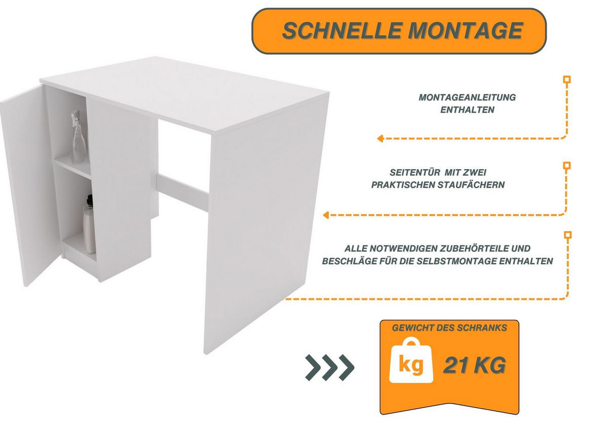 WASCHMASCHINENSCHRANK für Waschmaschine & Wäschetrockner 95/89/66 - Weiß, Holzwerkstoff (95/89/66cm) - RAUMHIRSCH FURNITURE