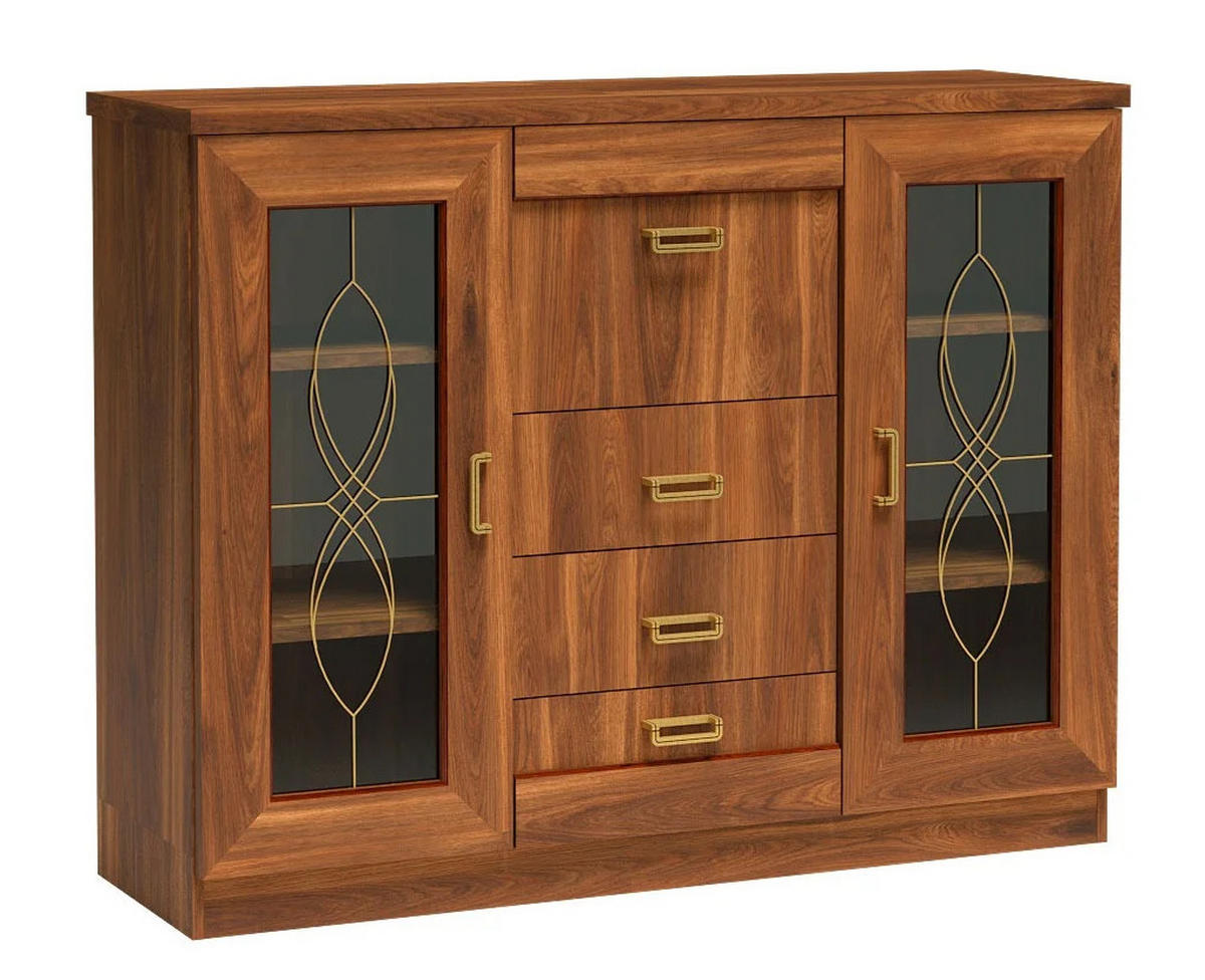 VITRINENSCHRANK TADEUSZ T-14 - Akaziefarben, Holzwerkstoff (140/110/44cm) - Meblini