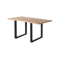 ESSTISCH LORE Holz Akazie - Schwarz/Naturfarben, Holz/Metall (140/90/77cm) - KAWOLA