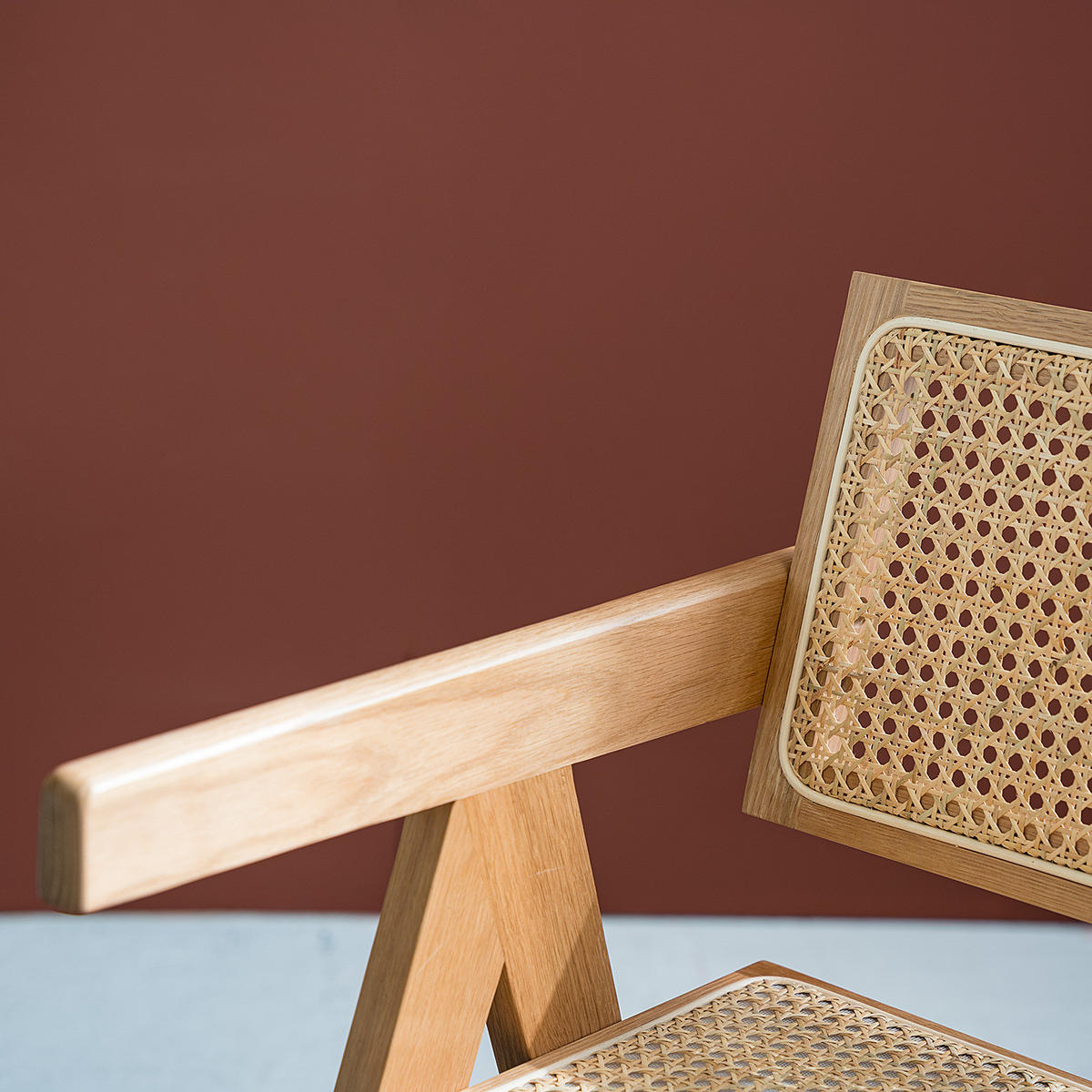 ARMLEHNENSTUHL mit Wiener Geflecht - Eiche massiv - Beige, Holz (51/77/54cm) - home24