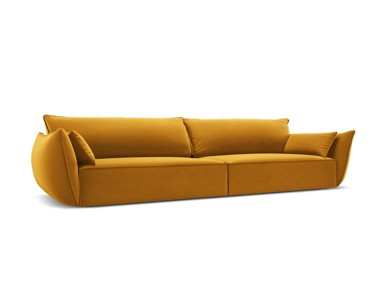 SOFA Kaelle aus Samt gelb 4 Sitzplätze - Gelb, Textil (110/85/248cm) - Micadoni