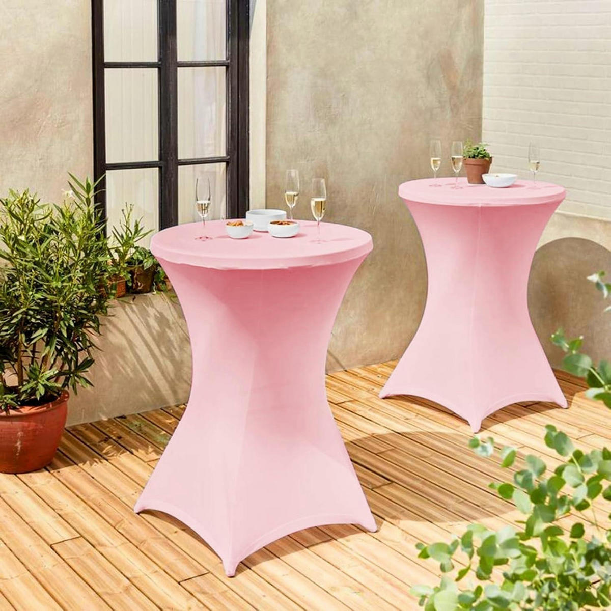 STEHTISCH Husse 3er-Set Rosa Ø 80-85 cm - Rosa, Textil (80/110cm)
