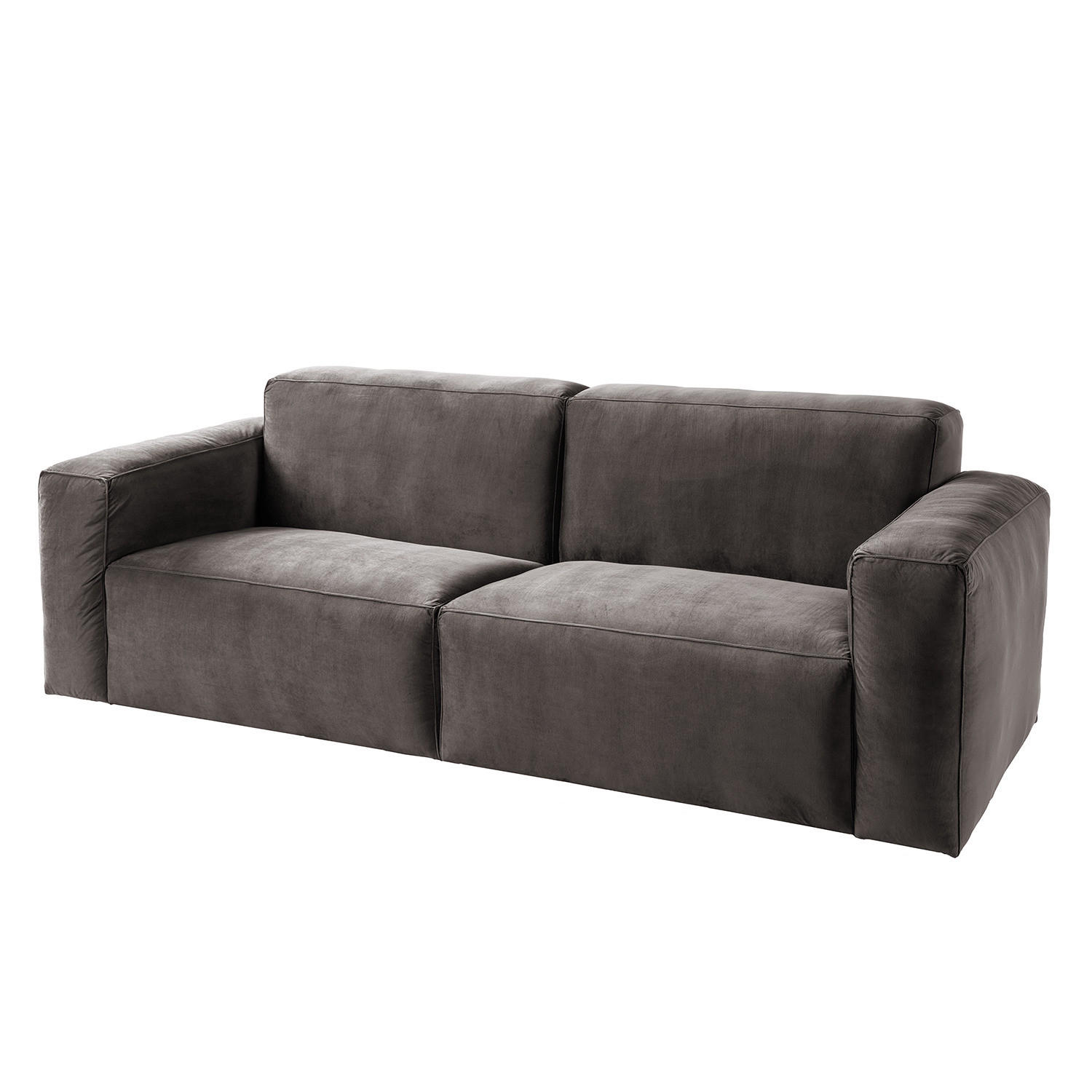 3-SITZER SOFA - Braun/Grau, Textil (240/75/96cm) - home24